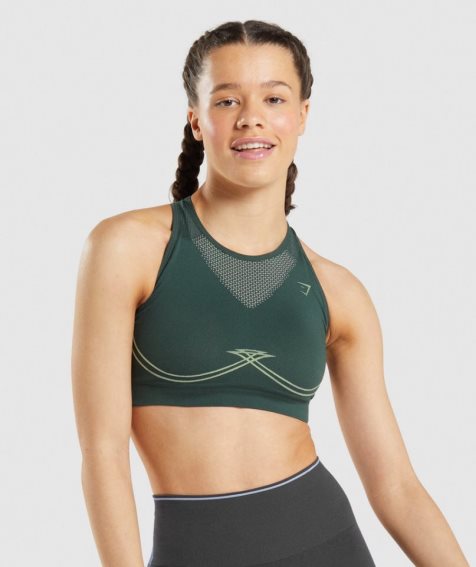 Women's Gymshark Apex Seamless Sports Bra Green | CA 87N53D